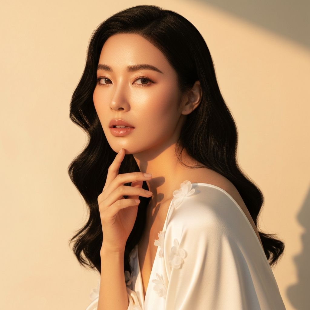 Woman applying skincare